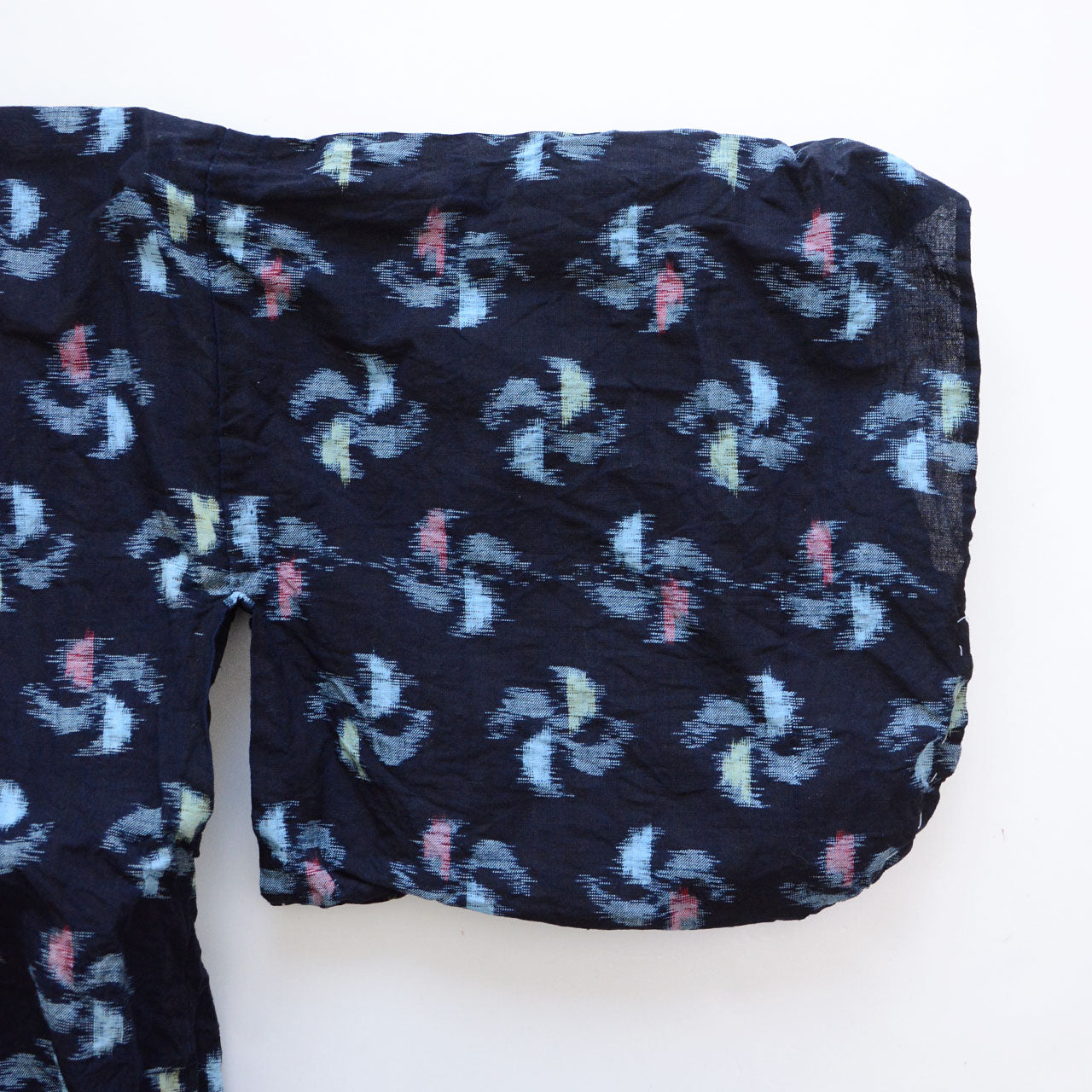 Mid-Showa noragi, aged indigo cotton, kasuri pattern handmade jacket