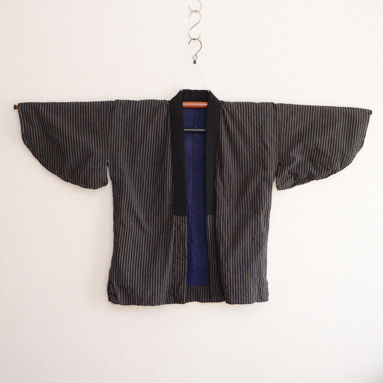 Japanese vintage noragi with striped cotton textile