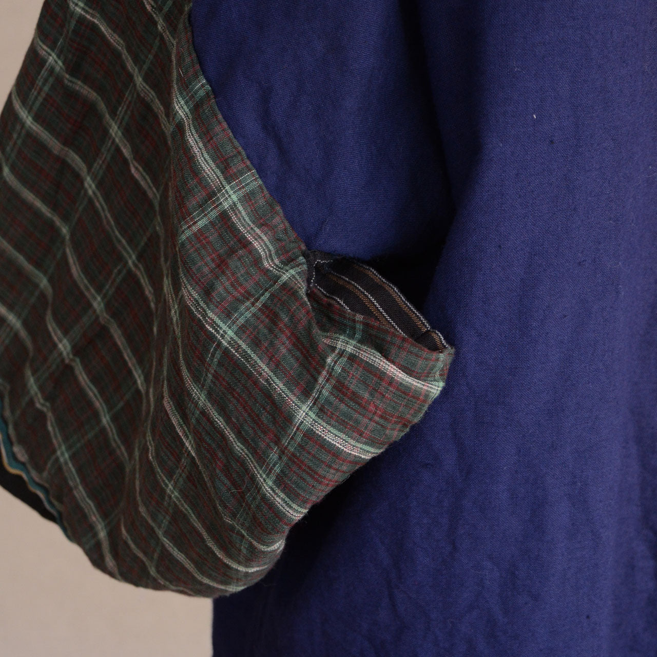 Traditional Japanese cotton noragi with hand stitching