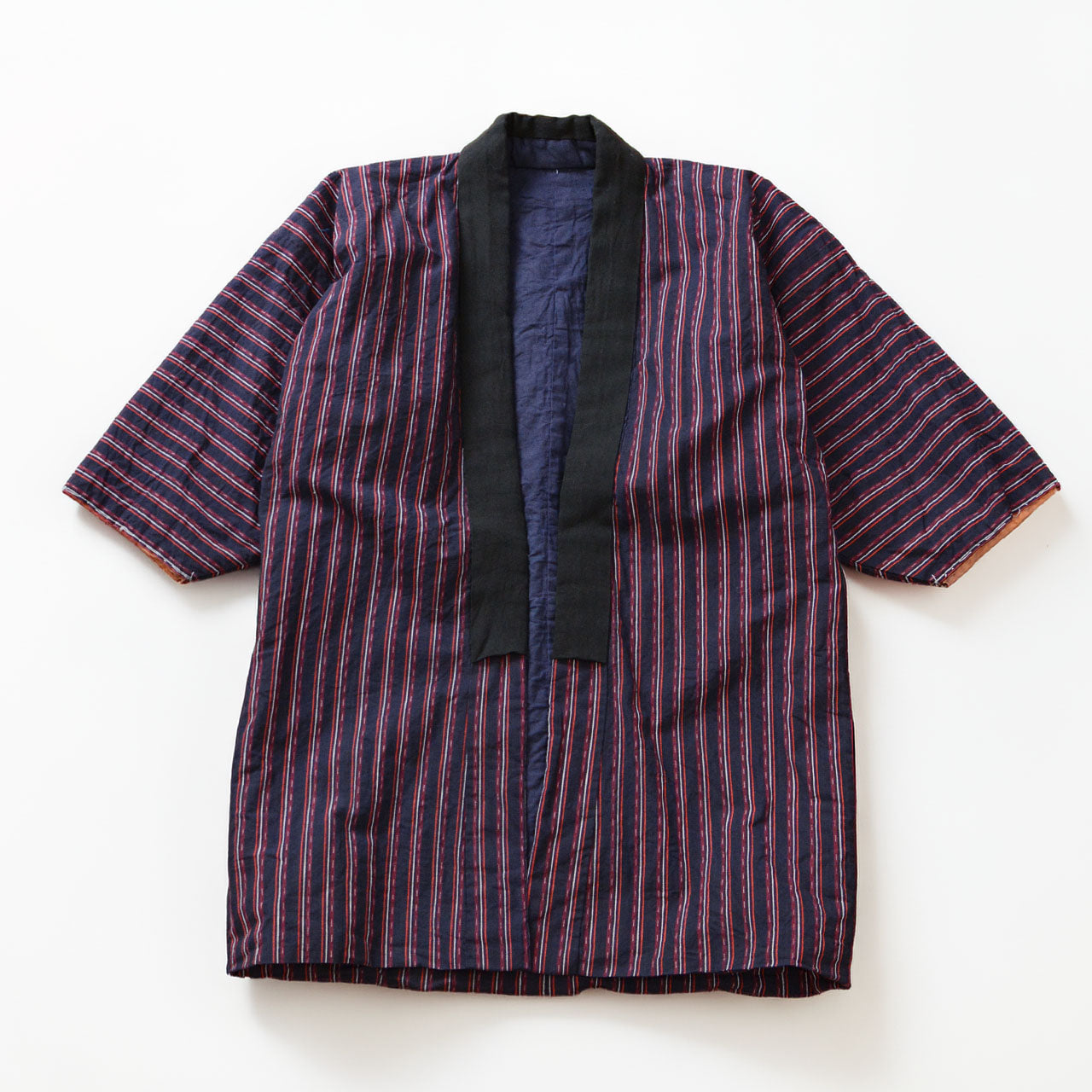 Striped cotton noragi, early–mid Showa era Japan vintage, handmade textile