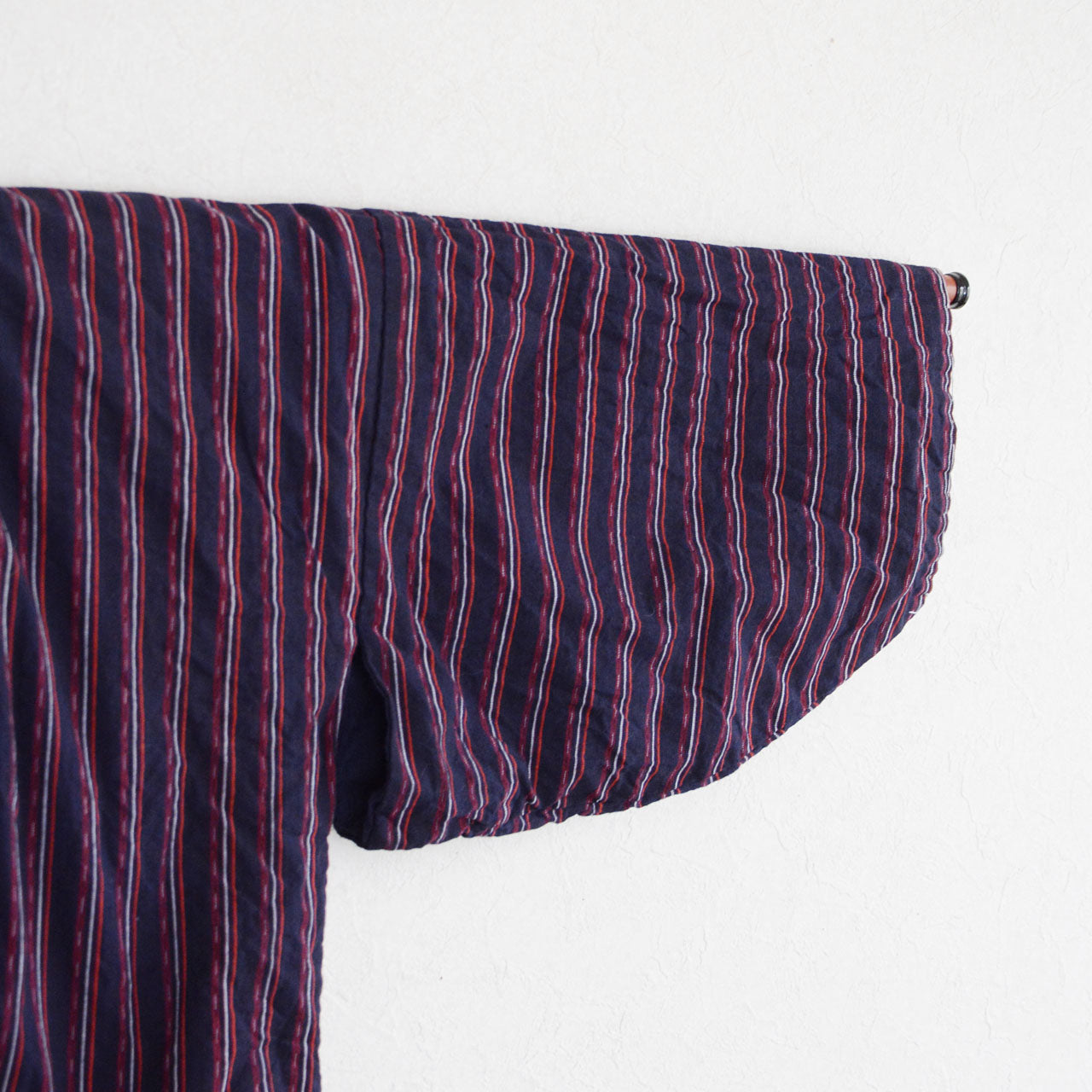 Hand-stitched Japanese noragi, stripe pattern cotton, early Showa vintage