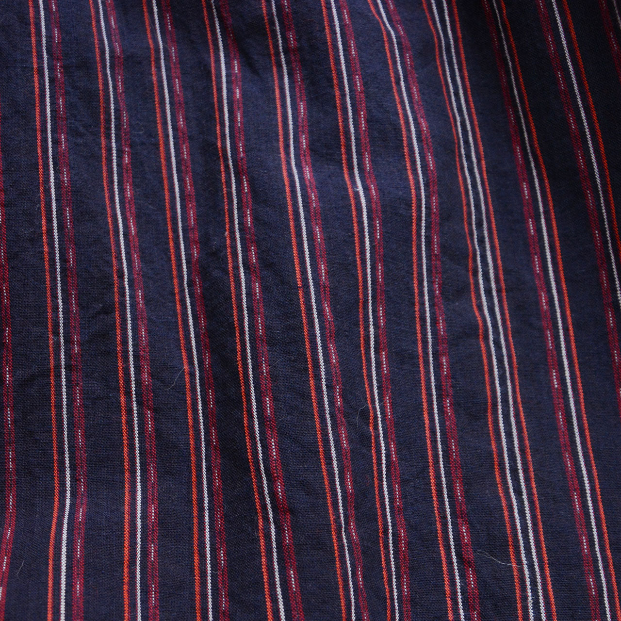 Antique hand-stitched noragi, stripe woven cotton, Japan vintage textile