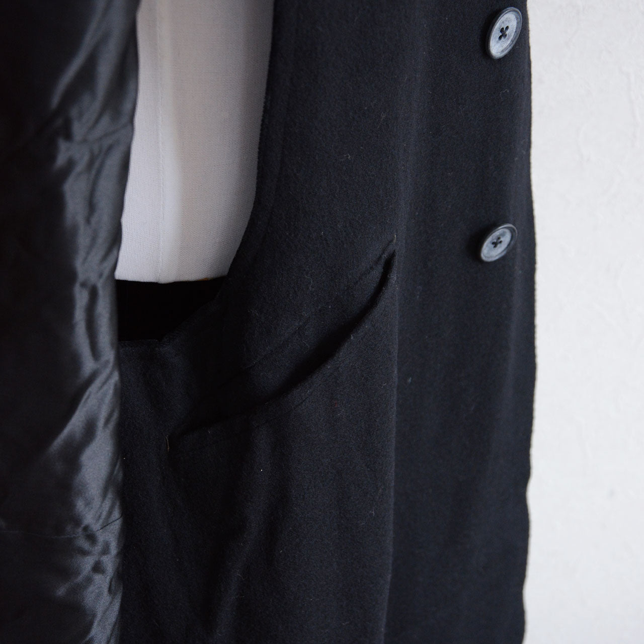 Black wool Japanese Tonbi mantle originally worn over kimono, now suitable for modern styling