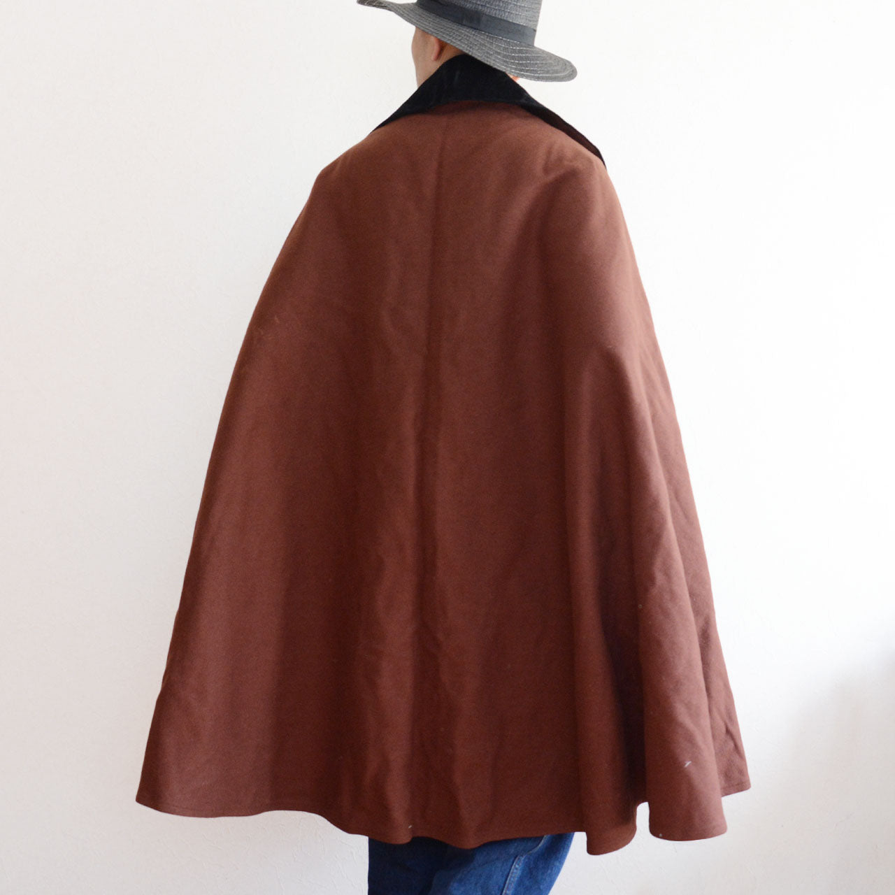 Japanese vintage mantle with soft aged wool and naturally expressive drape