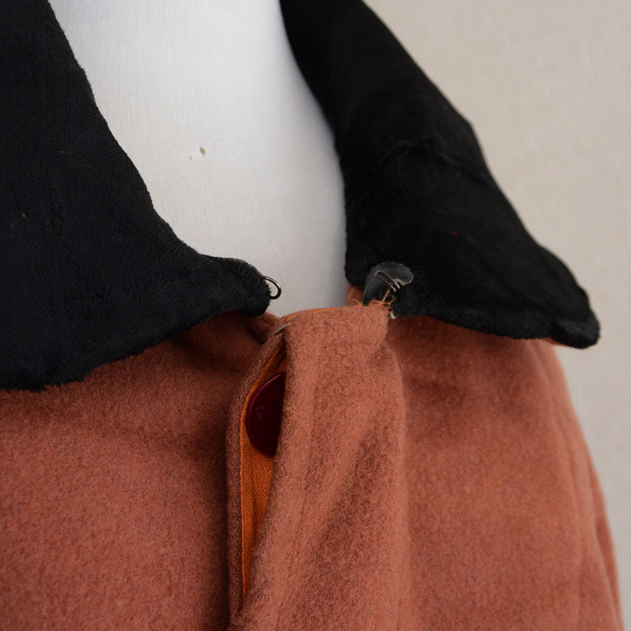 Layered styling featuring antique Japanese outer garment