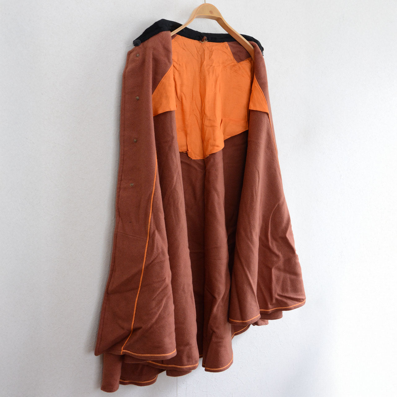 Antique Japanese wool cloak with elegant drape