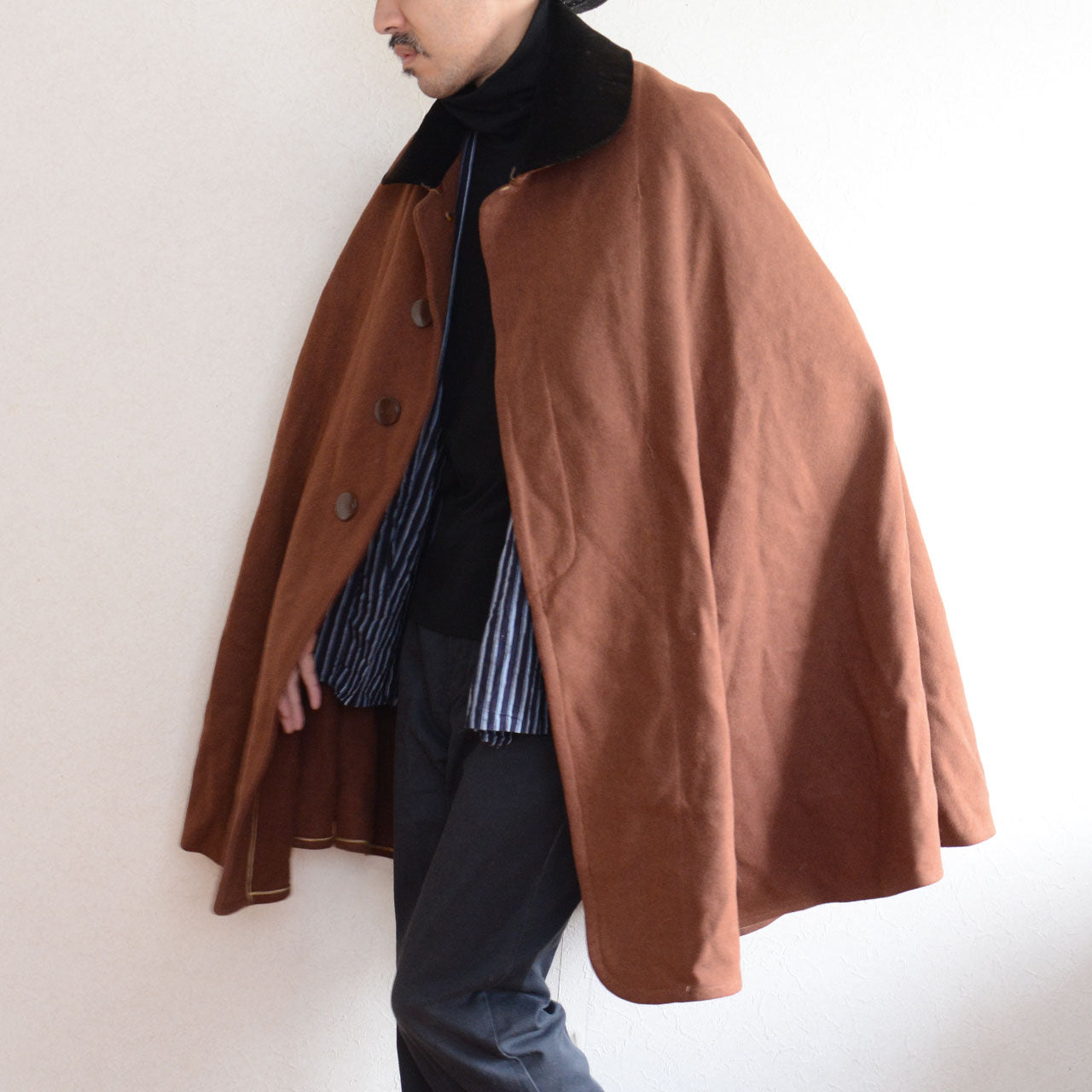 Showa era Japanese wool outer garment with a refined, subdued aesthetic