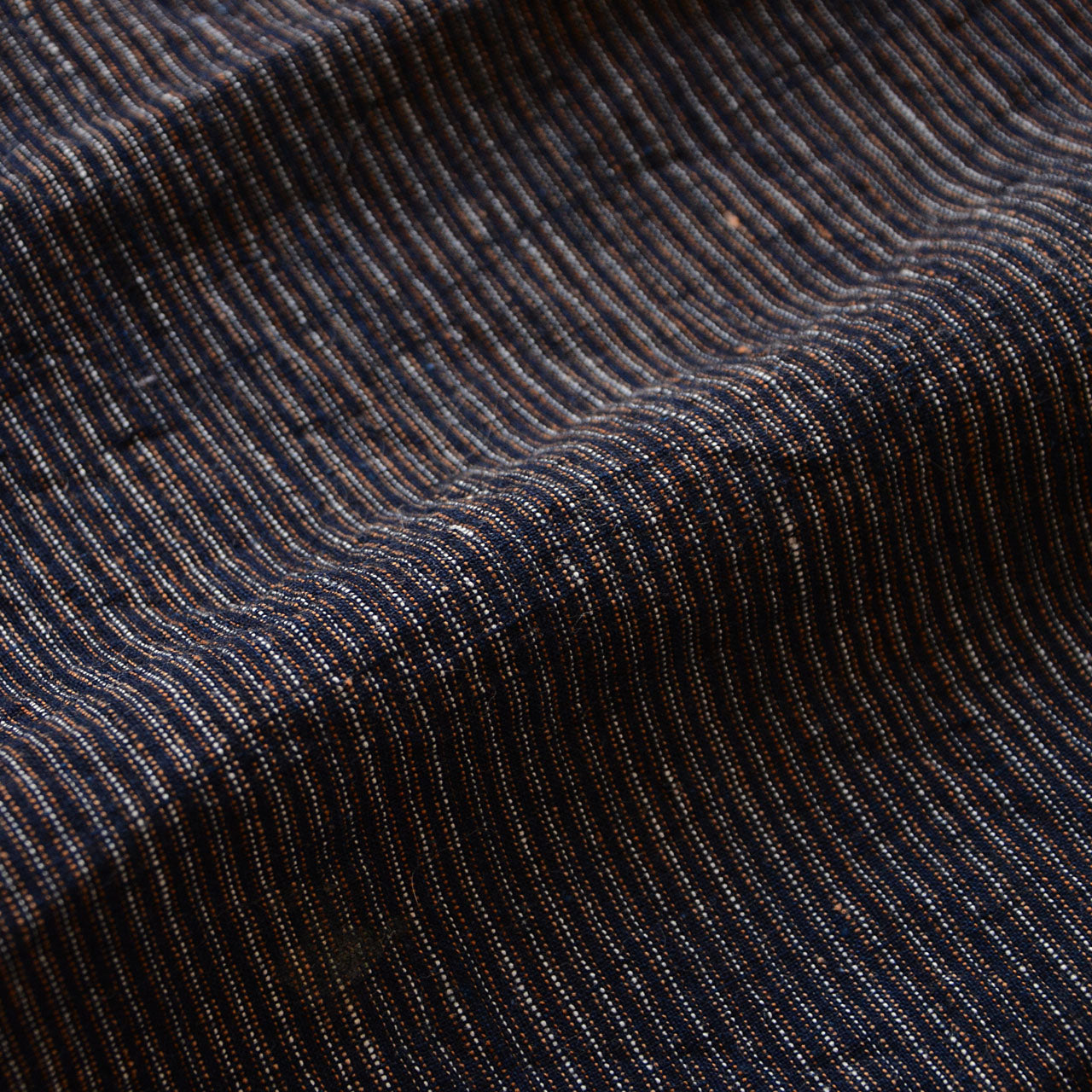 Antique cotton textile scrap with blue stripes, perfect for upcycling
