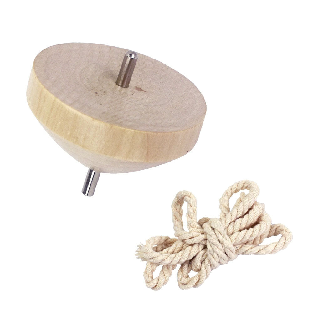 Traditional wooden top with string used for spinning, suitable for children and collectors