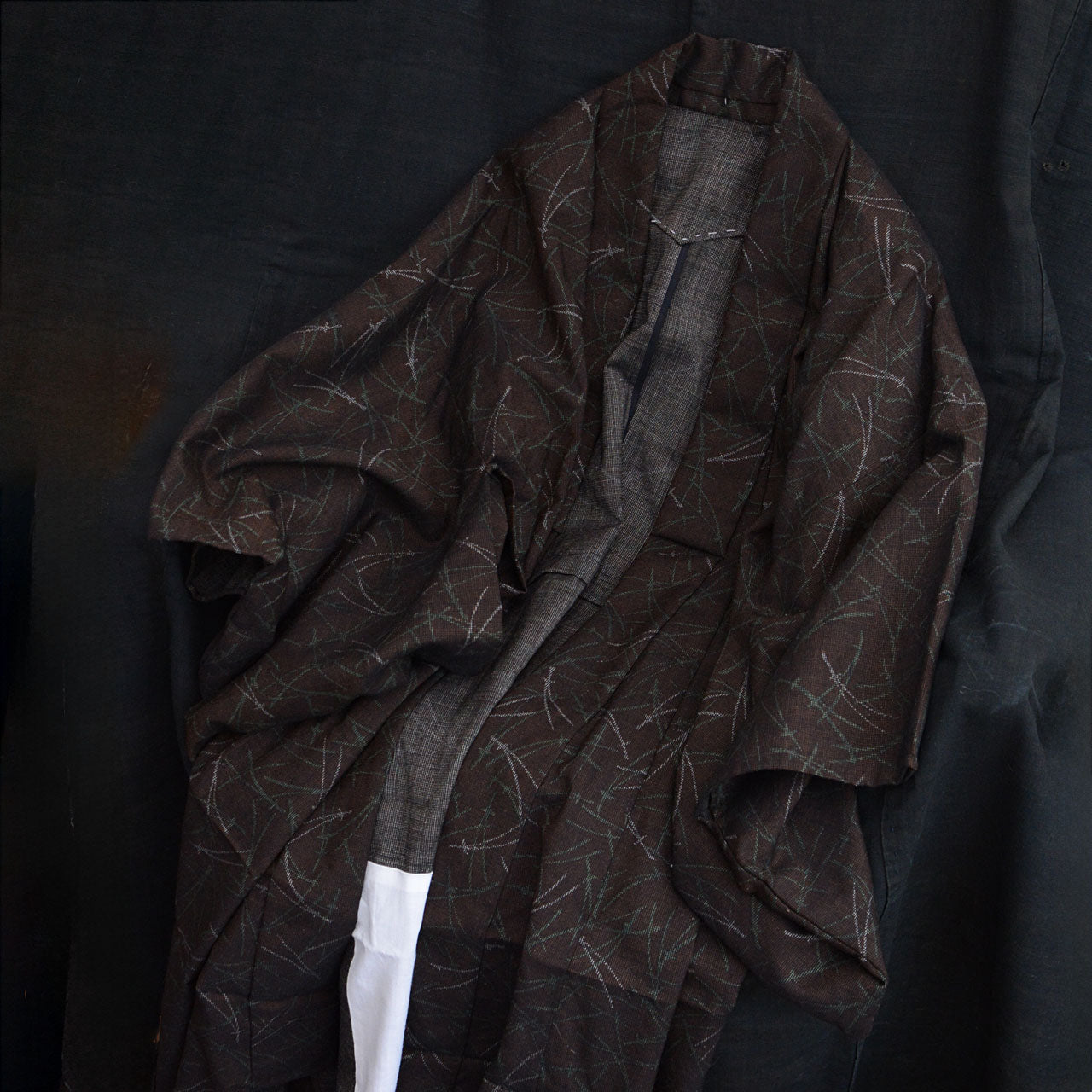 Vintage Japanese women’s wool kimono in muted tones