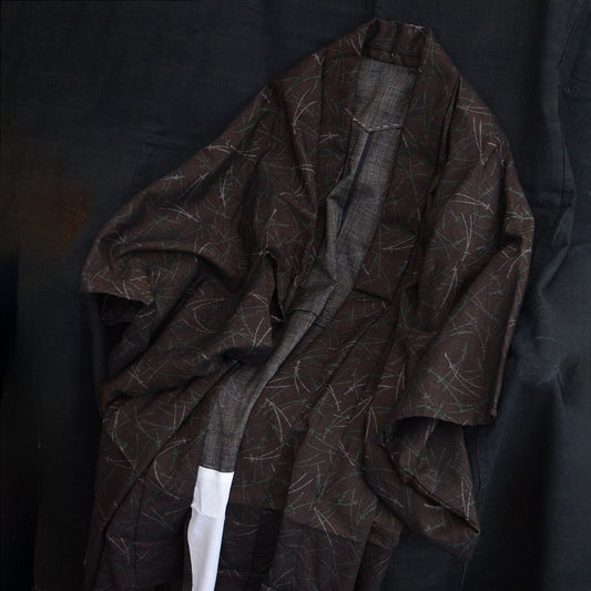 Vintage Japanese women’s wool kimono in muted tones
