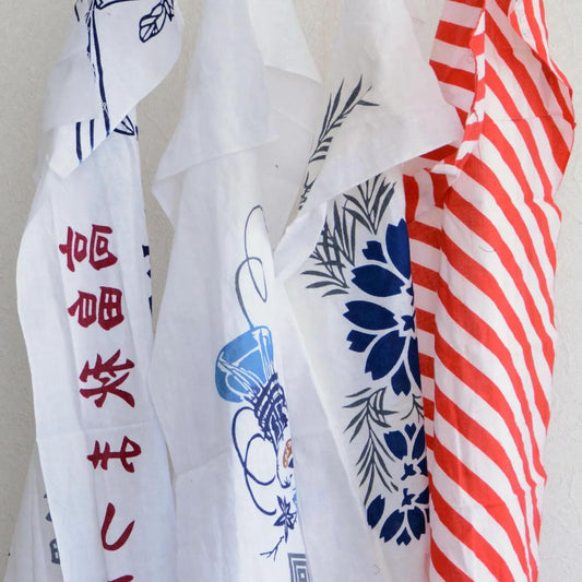 Vintage Japanese Tenugui Set – Cotton Fabric for Crafts and Decor