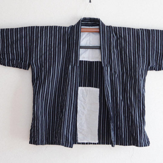 Noragi Jacket Kimono Japanese Fabric Cotton Vintage Indigo Stripe Pattern