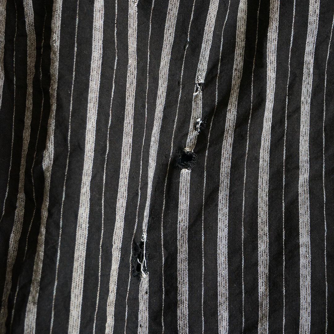 Noragi Jacket Kimono Japanese Fabric Cotton Vintage Black Stripe Pattern