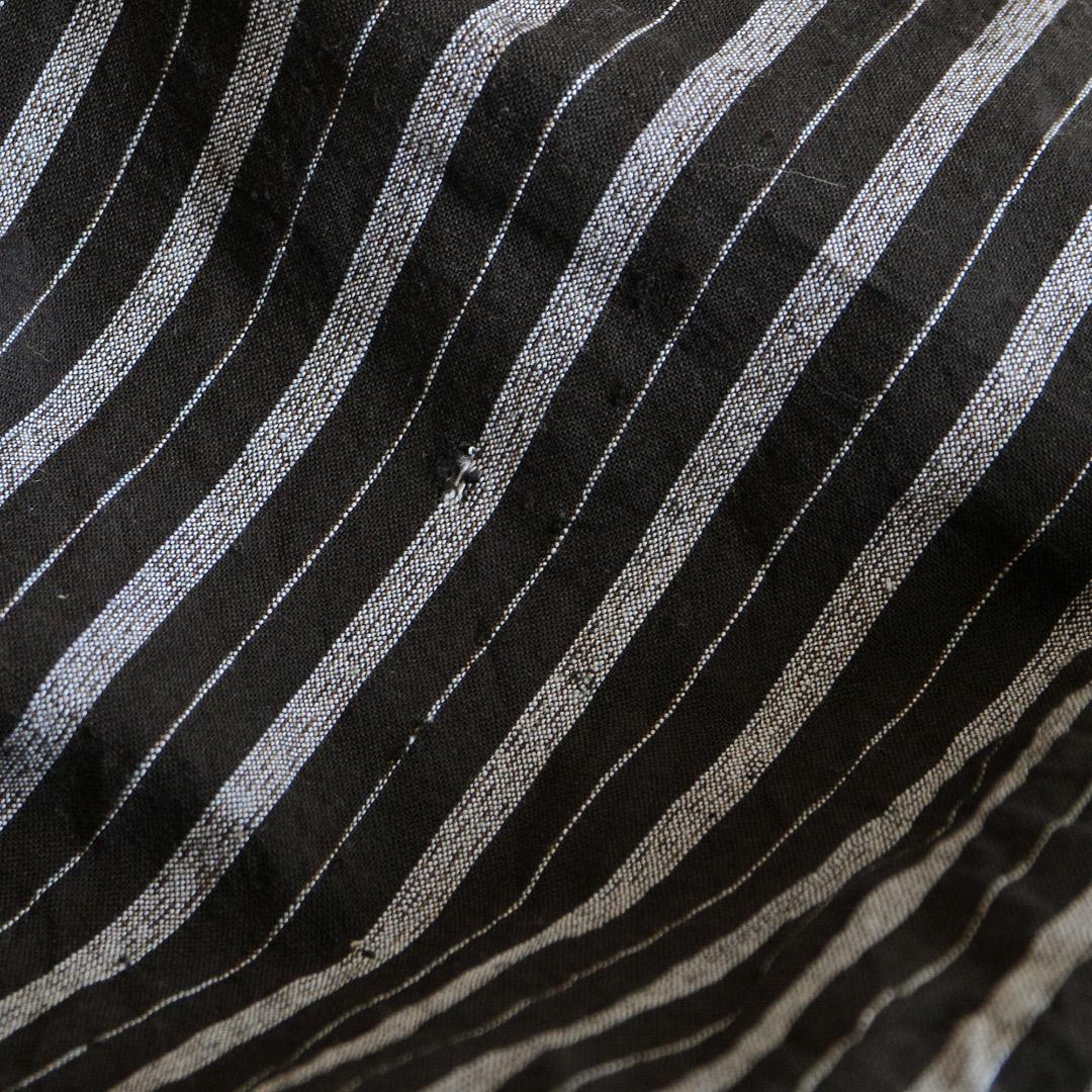 Noragi Jacket Kimono Japanese Fabric Cotton Vintage Black Stripe Pattern