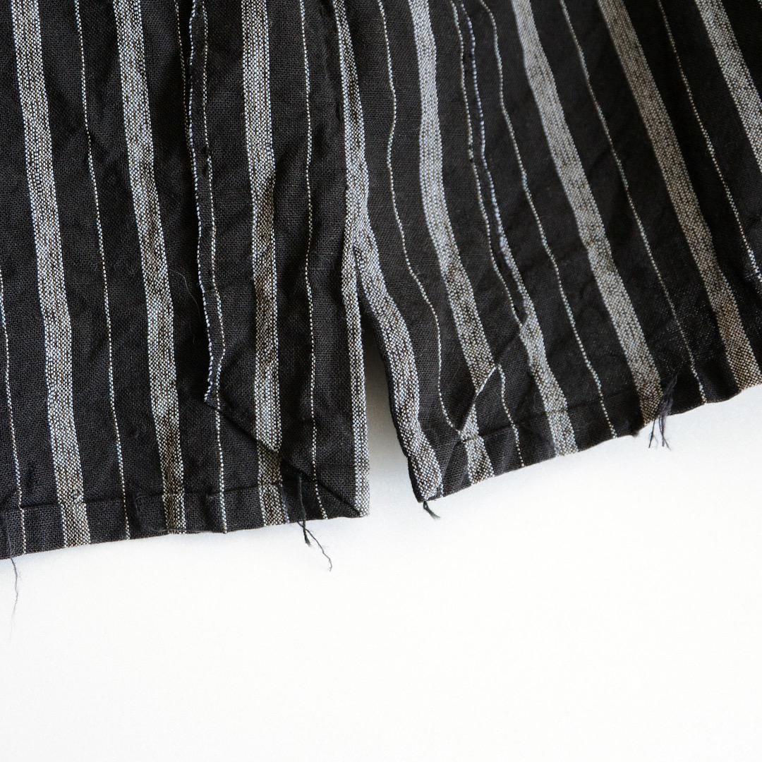 Noragi Jacket Kimono Japanese Fabric Cotton Vintage Black Stripe Pattern
