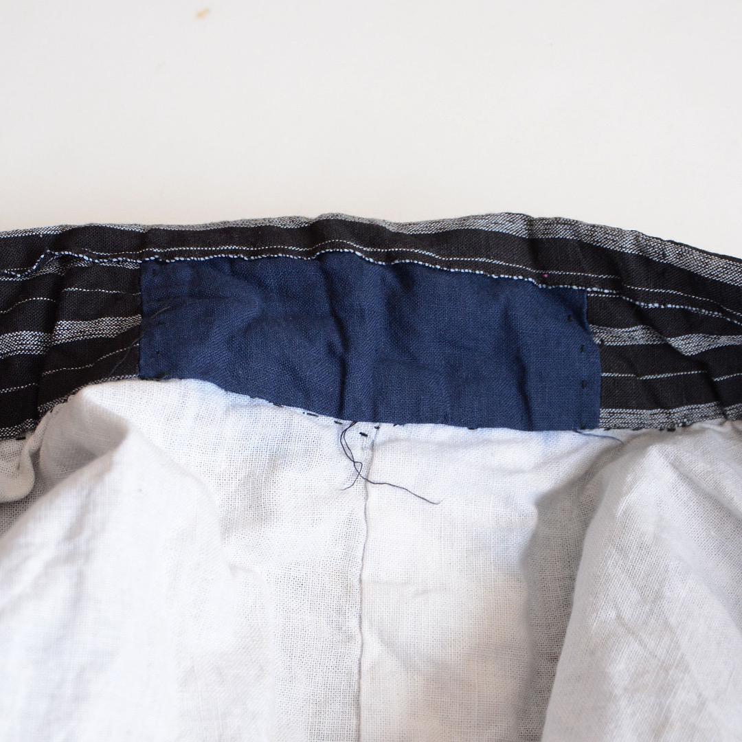 Noragi Jacket Kimono Japanese Fabric Cotton Vintage Black Stripe Pattern
