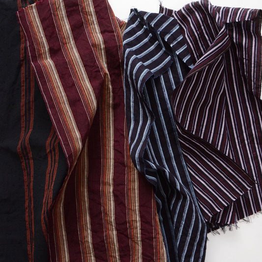 Japanese Fabric Scraps Cotton Stripe Pattern Vintage Set of 5