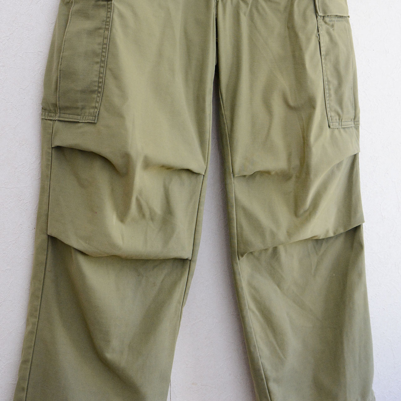 Vintage American military cargo pants, olive drab, cold weather field trousers, 1974 Army contract issue