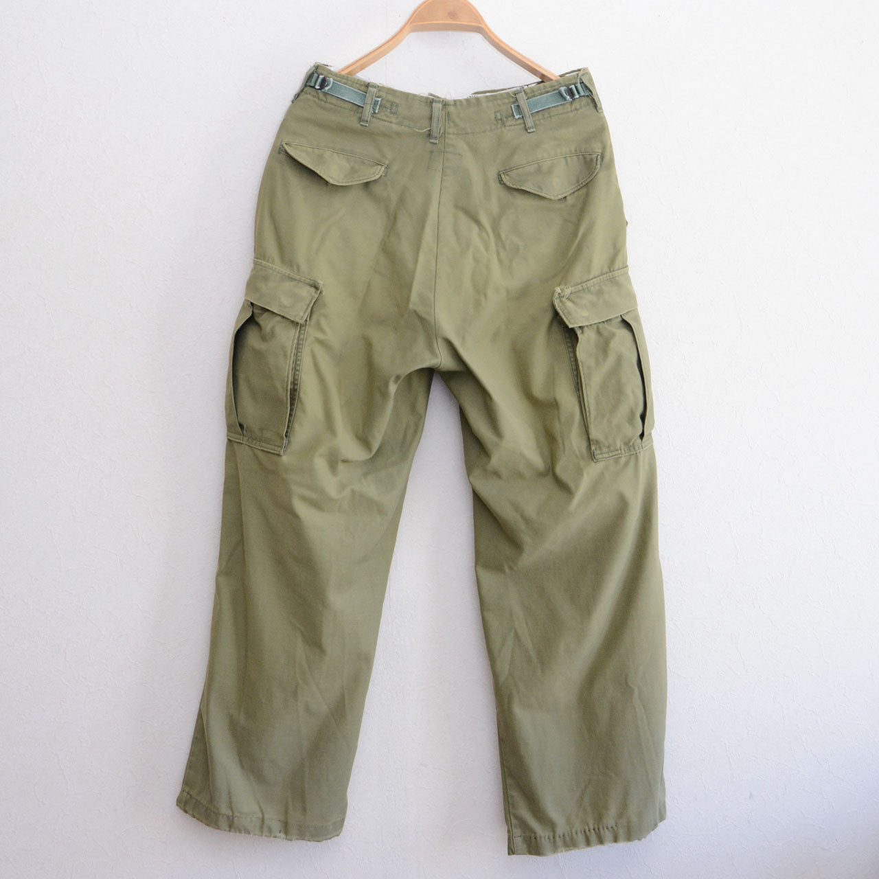 Genuine 1974 U.S. Army field trousers, wind-resistant sateen, Army Shade 107 olive green, Winfield Mfg.