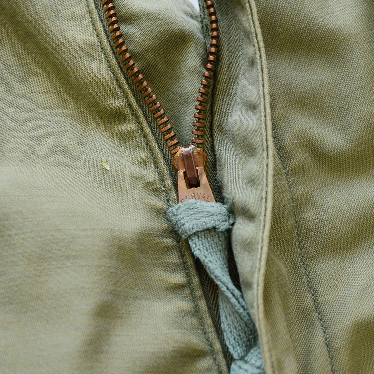 Vintage M-65 field trousers, Army Shade 107 olive green, nylon cotton sateen, Winfield Mfg. Co.