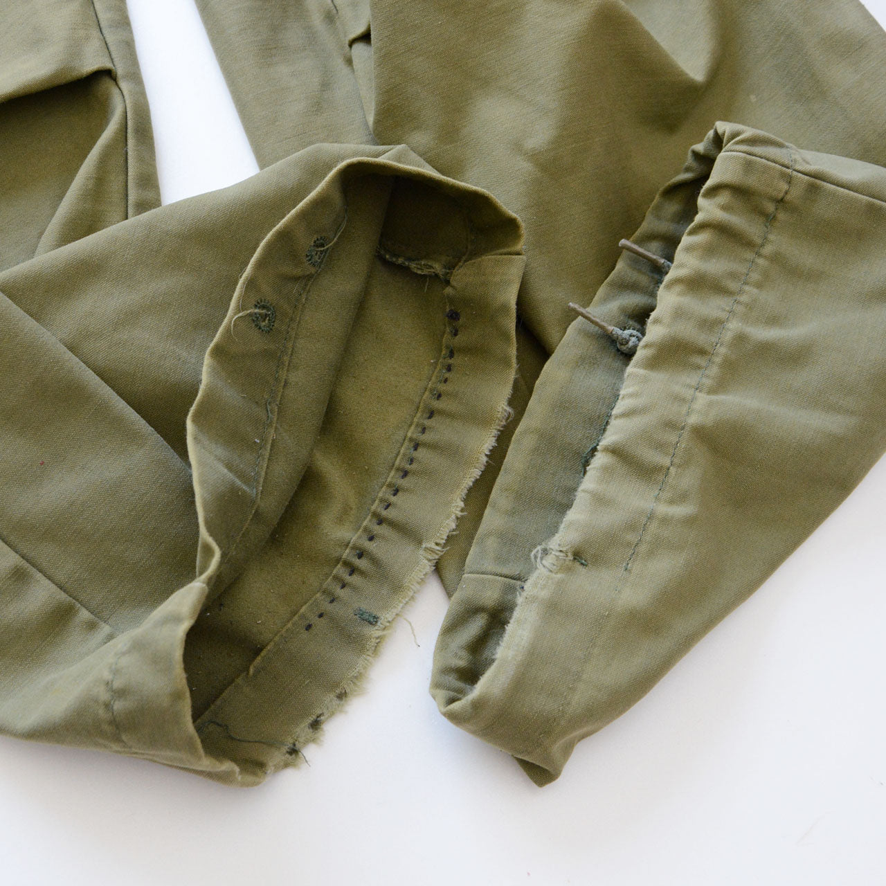 1974 U.S. Army M-65 trousers, olive green sateen, Vietnam War era surplus, Winfield Mfg. Co. Inc.