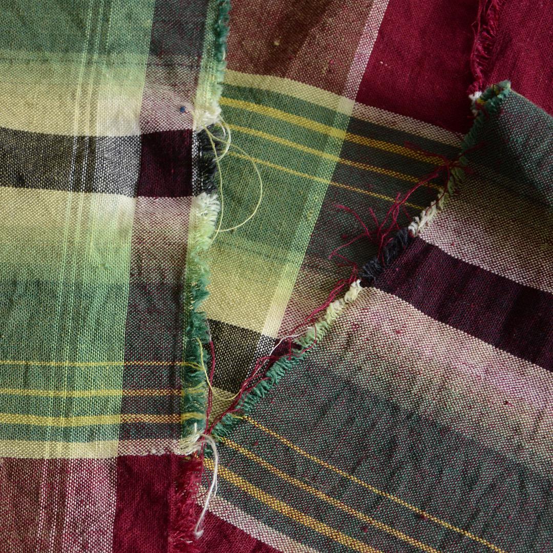 Japanese Fabric Scraps Cotton Futon Cover Vintage Set of 4 Check Pattern