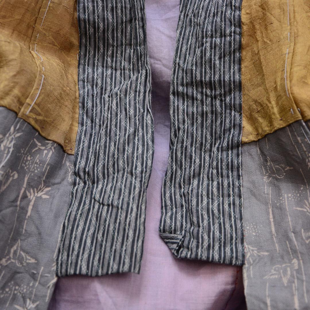 Juban Kimono Robe Long Jacket Crazy Pattern Leaf Pattern Japanese Fabric Vintage