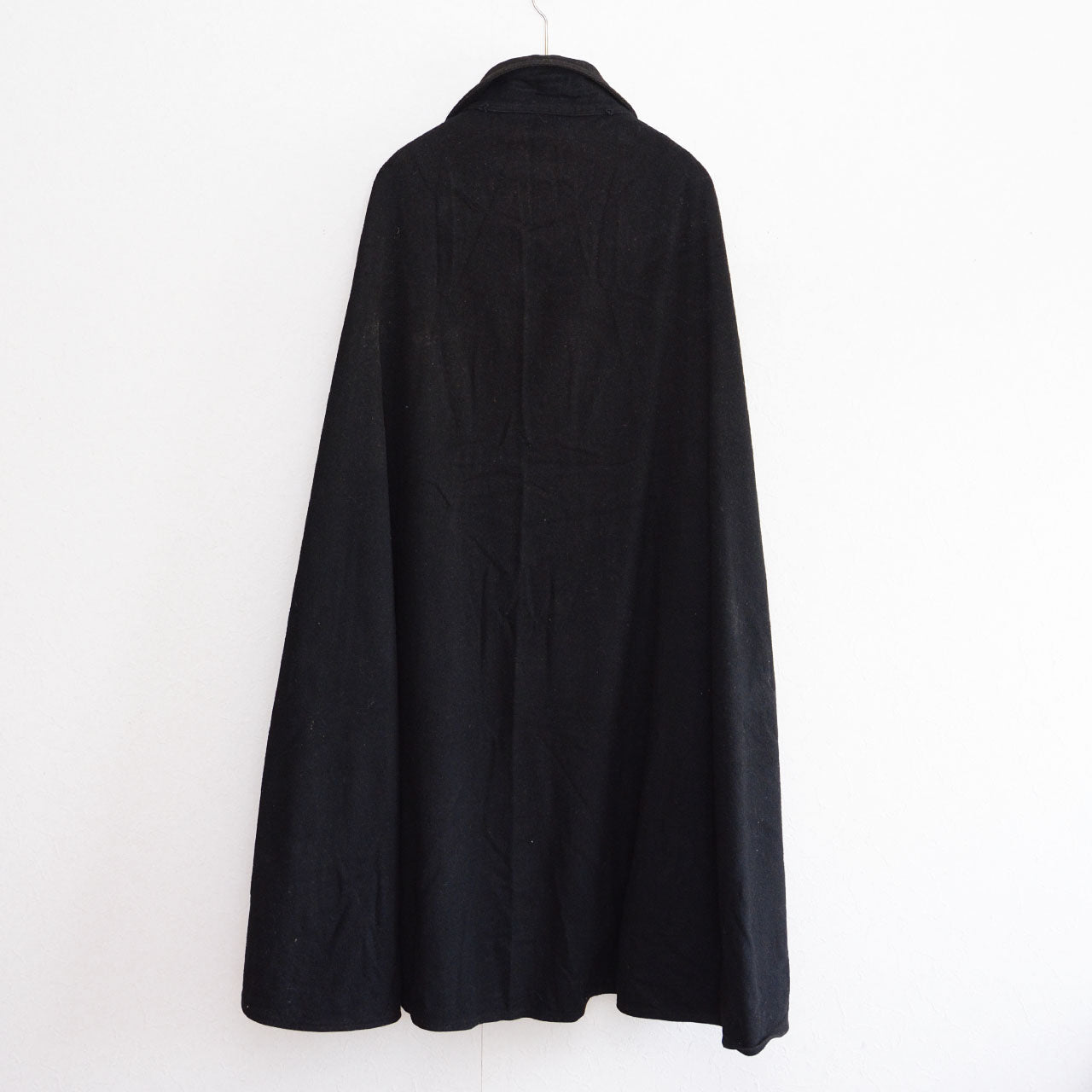 Antique Japanese men’s black wool bankara cape with curved hem