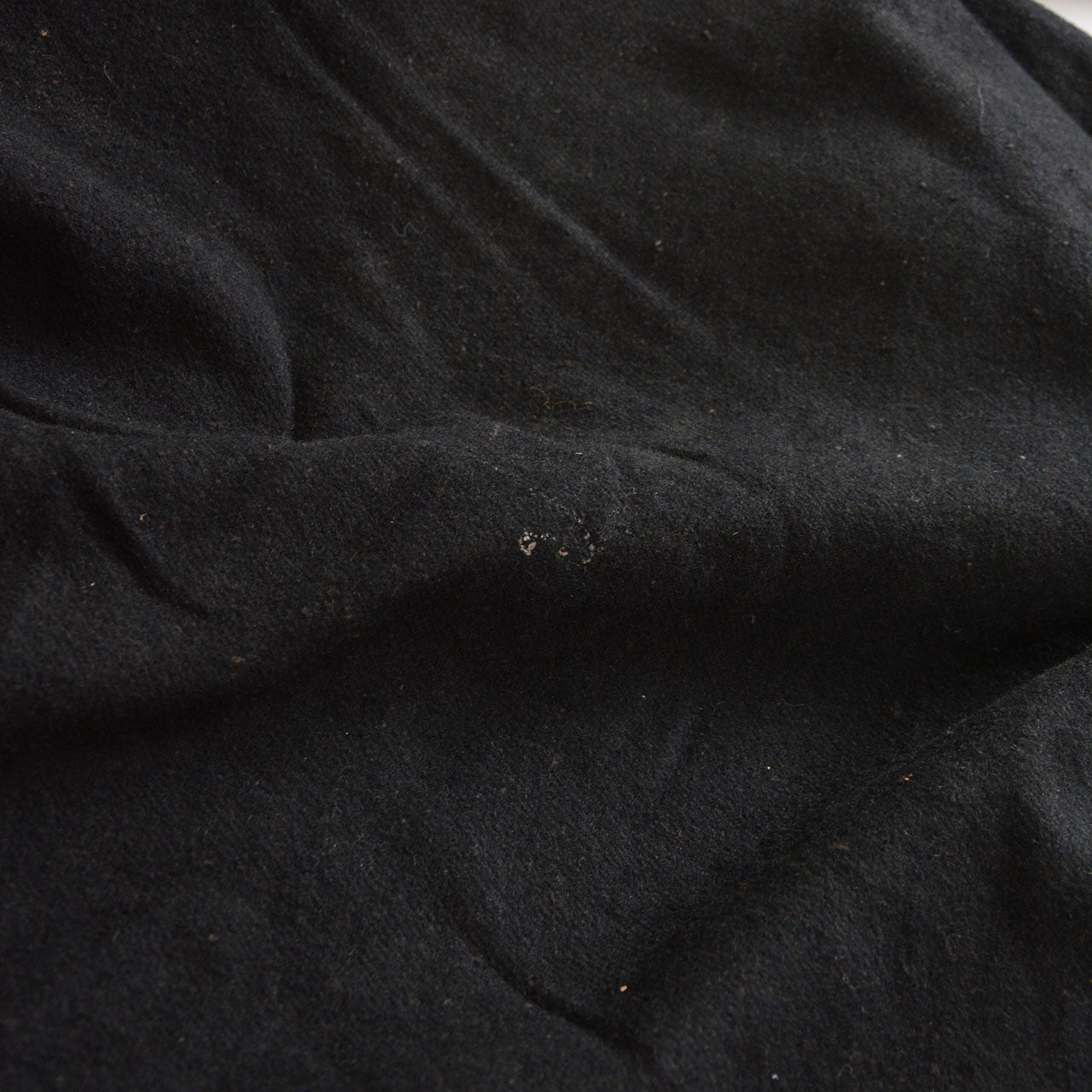 Wide collar and front button of a Japanese black wool bankara mantle