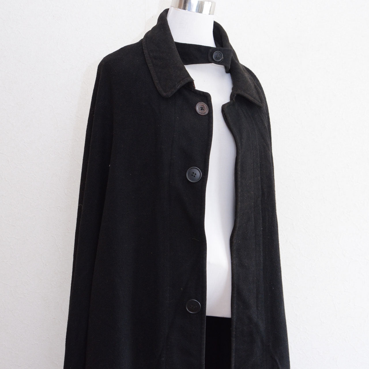 Front fastening loops on an antique Japanese black wool mantle