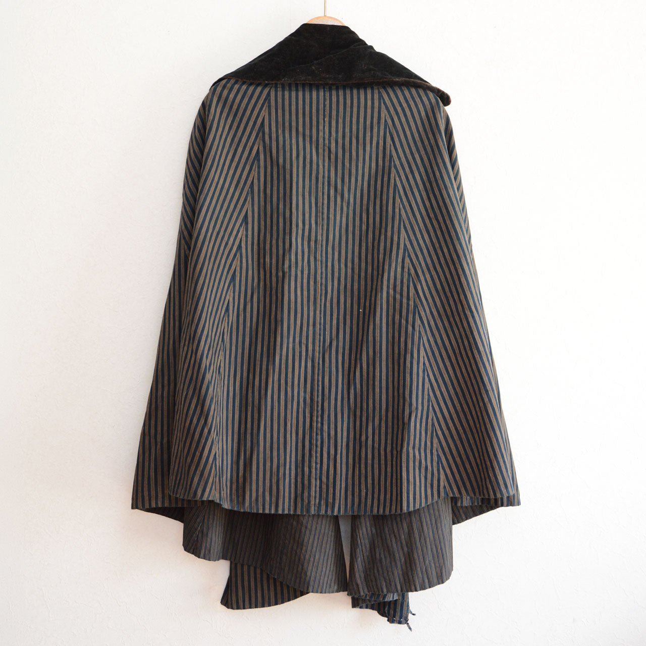 Japanese antique Dochu Kappa rainwear, indigo cotton fabric with handcrafted texture and traditional silhouette