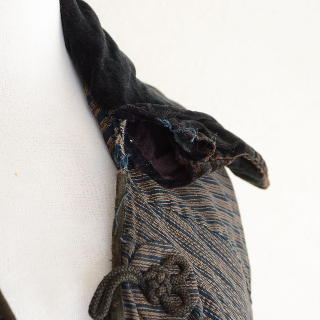 Historical Japanese Dochu Kappa cape, indigo-dyed cotton garment representing traditional travel clothing