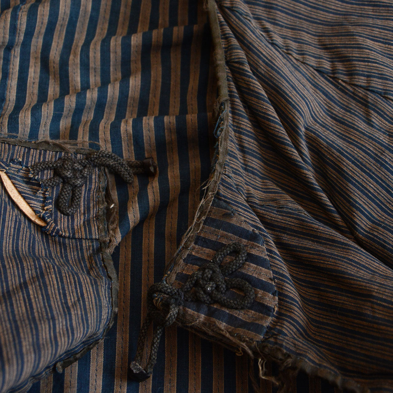 Traditional Japanese travel cape Dochu Kappa, vintage indigo textile with reversible structure