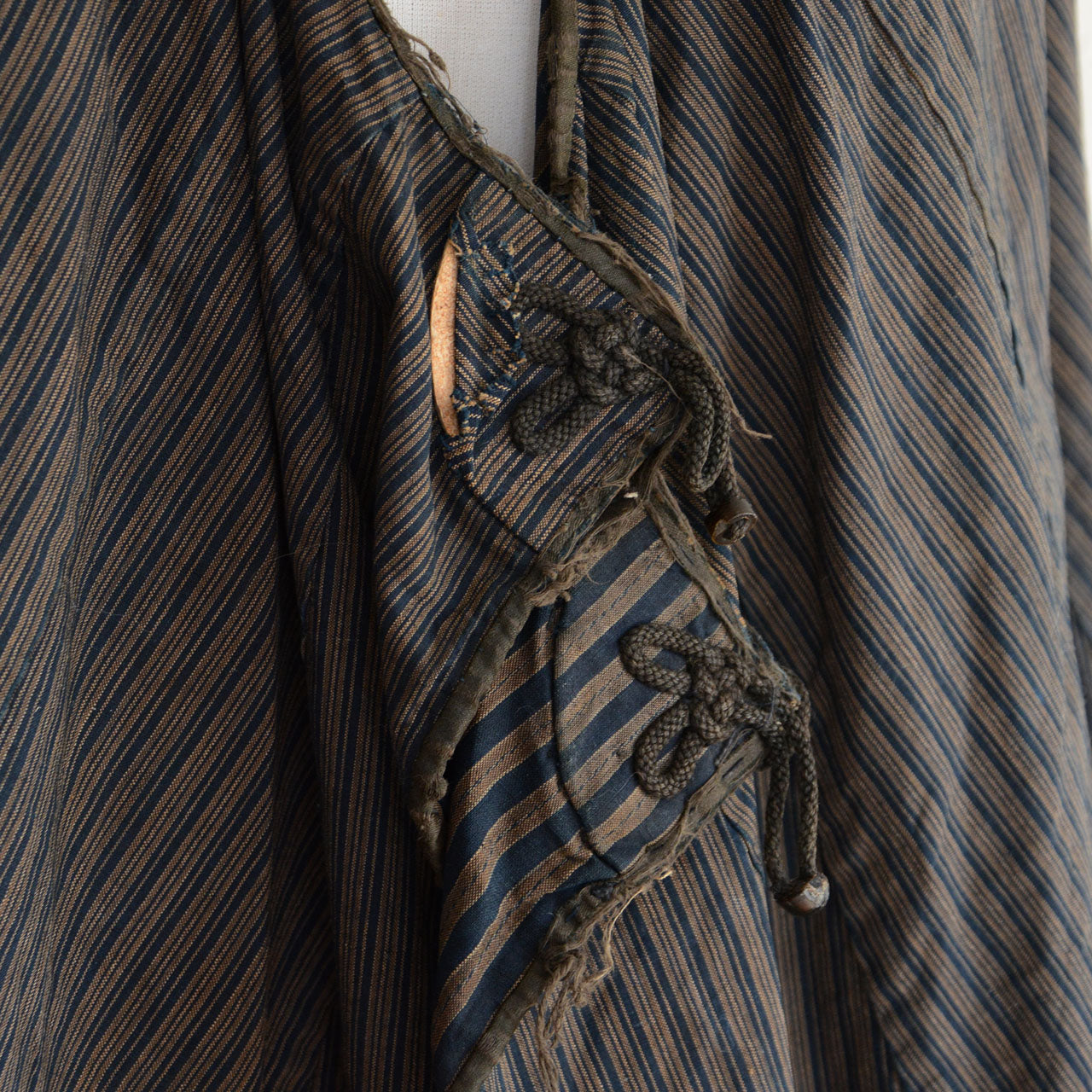 Antique Japanese rain cape Dochu Kappa, handcrafted cotton garment with deep indigo coloration