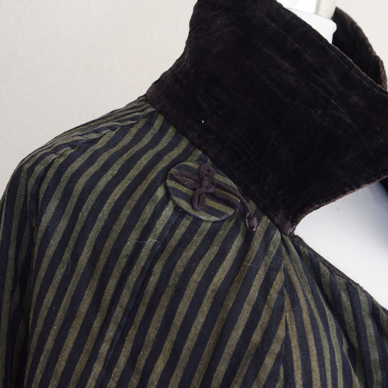 Hem and selvage, antique Japanese striped cotton dochu-kappa