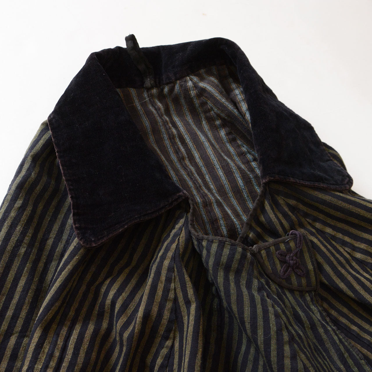 Velvet collar on Meiji-Taisho Japanese cotton travel cape