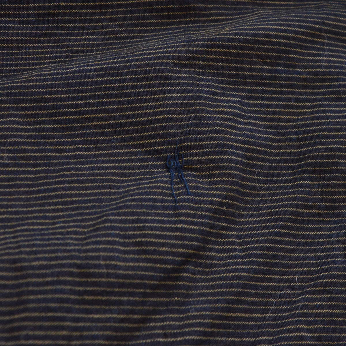 Fine striped indigo cotton and blue thread on a vintage men's kimono