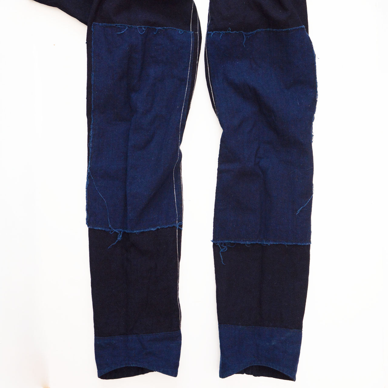 Reverse side showing indigo fabric reinforcement patches on the momohiki