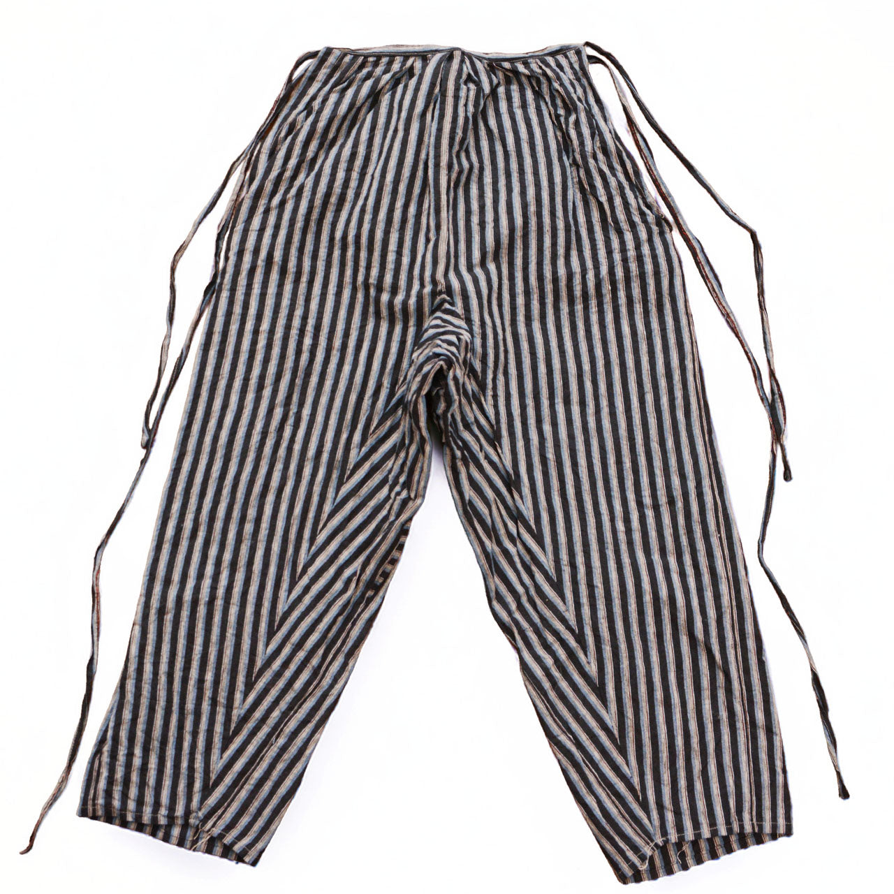 Monpe pants in striped cotton, back view, mid-Showa era Japan vintage