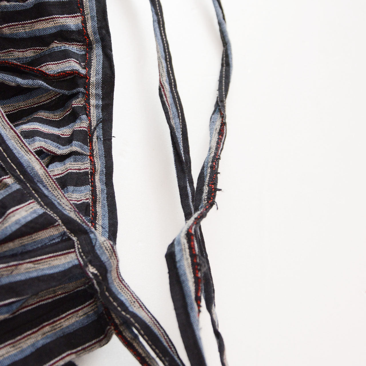 Tie waist detail of mid-Showa era monpe pants, adjustable cotton string closure