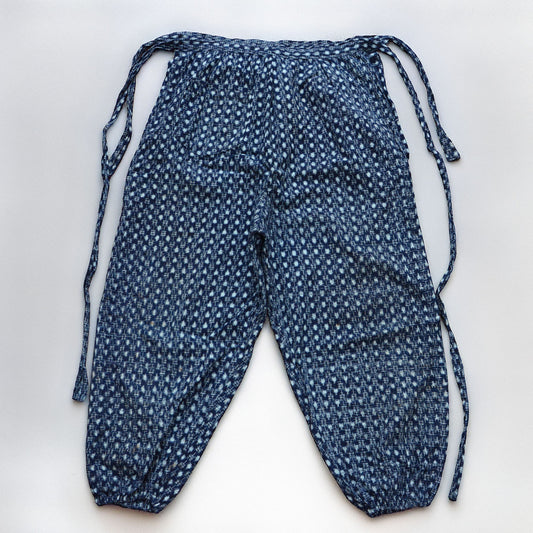 monpe-pants-indigo-kasuri-cotton-tohoku-japan-vintage, front view