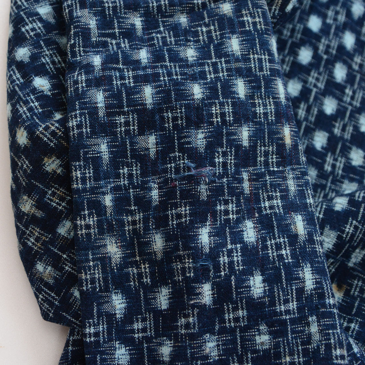 fraying detail, monpe-pants-indigo-kasuri-cotton-tohoku-japan-vintage