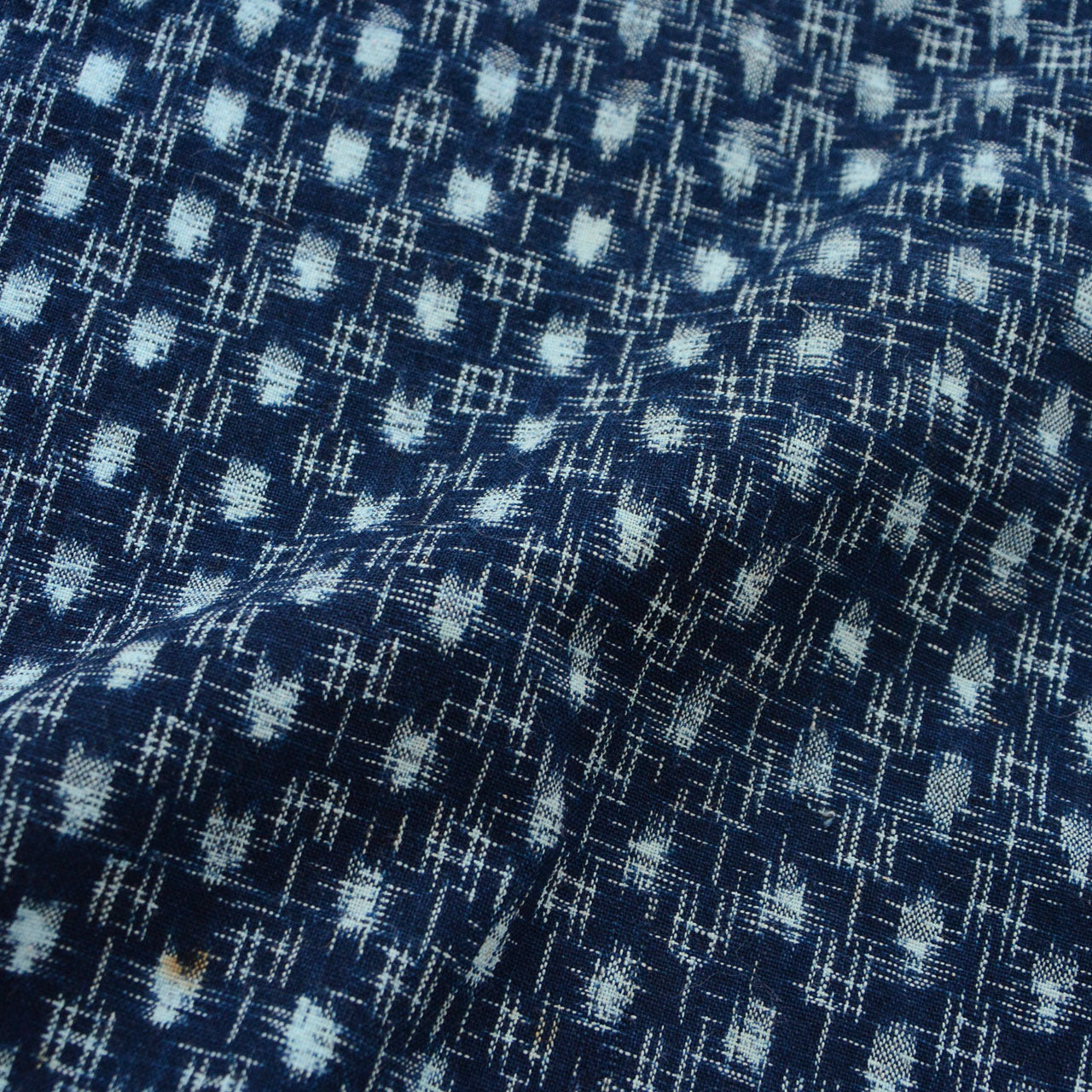 indigo kasuri cotton fabric close-up, monpe-pants-tohoku-japan-vintage
