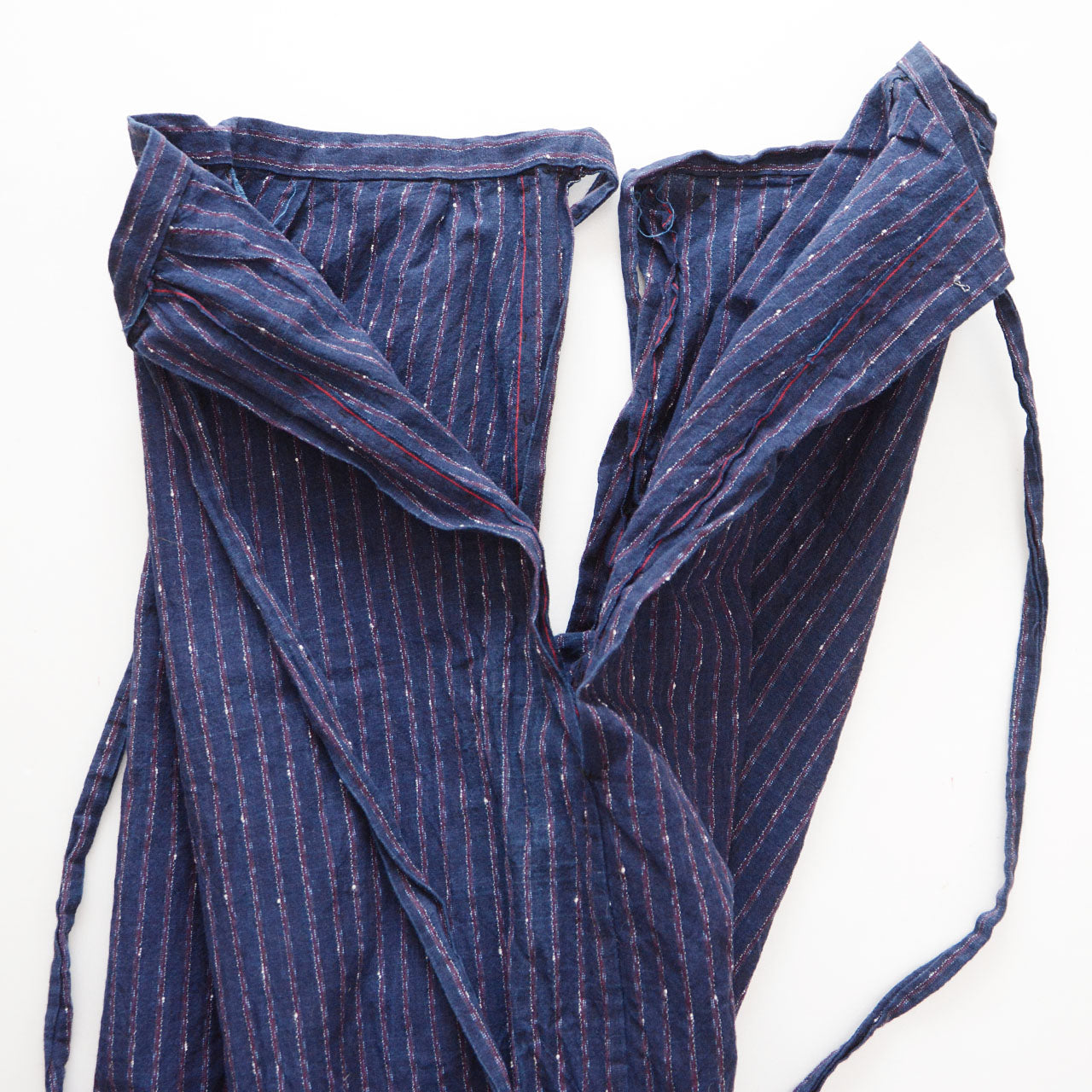 Front and back panels separated, side slit detail, indigo stripe monpe pants, Japanese vintage, NAMBA SHOUTEN
