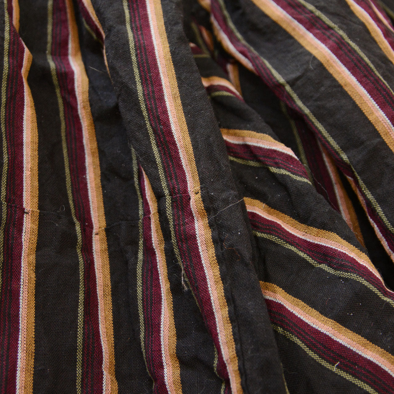 Handmade vintage noragi monpe pants, striped cotton fabric