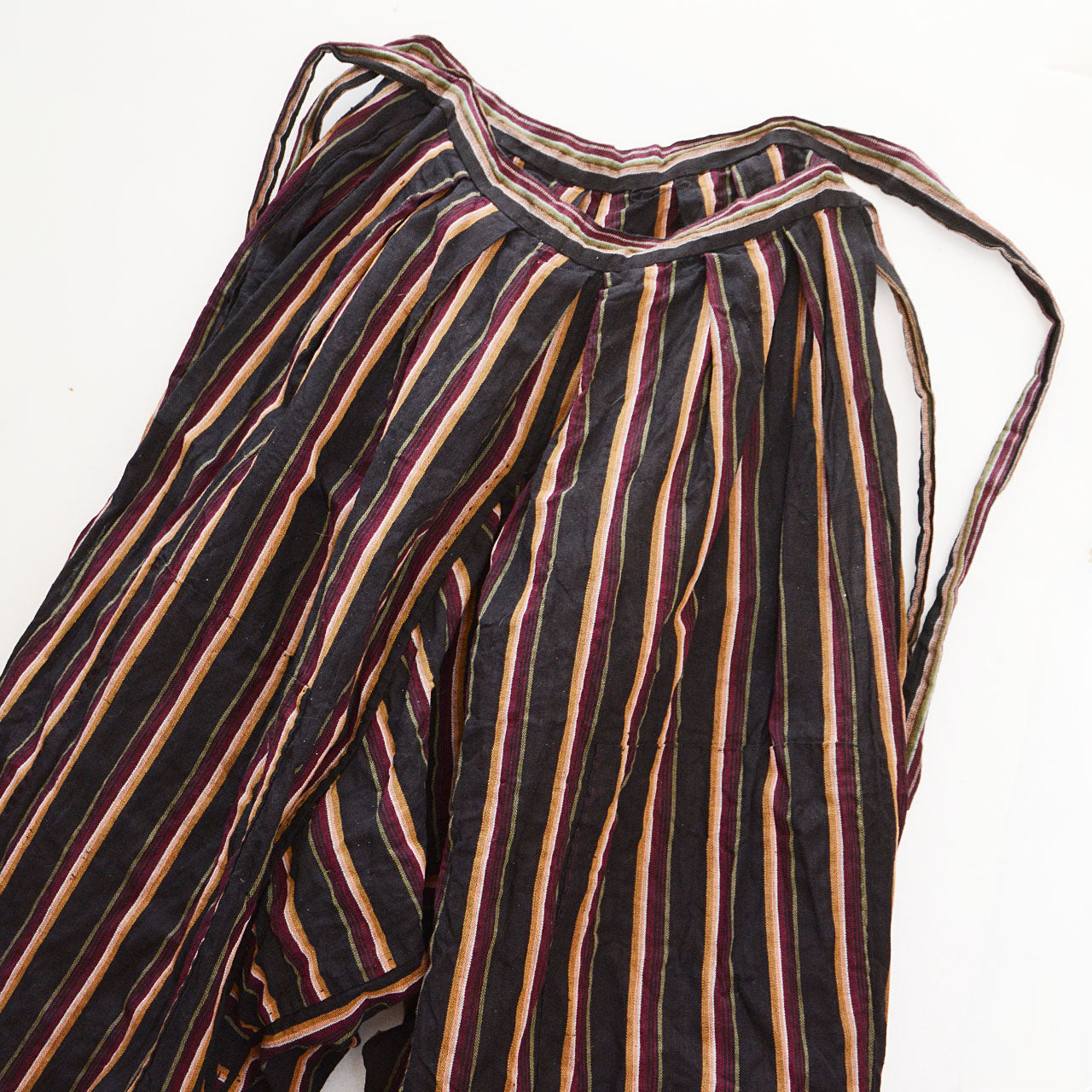 Vintage striped cotton monpe trousers, simple Showa-era design