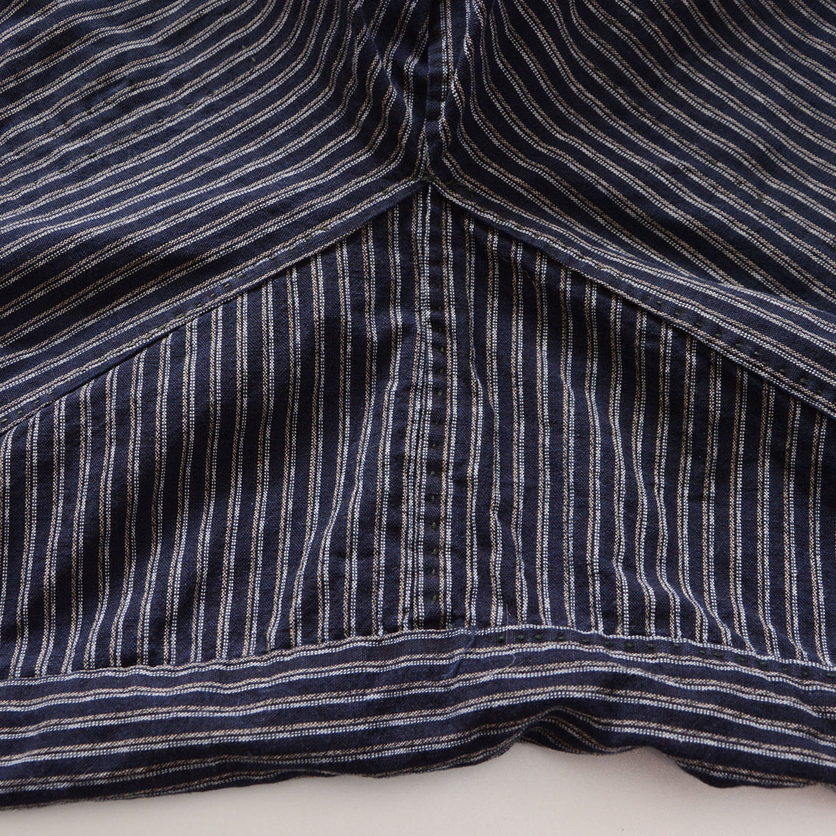 Striped cotton crotch gusset on Japanese vintage monpe pants