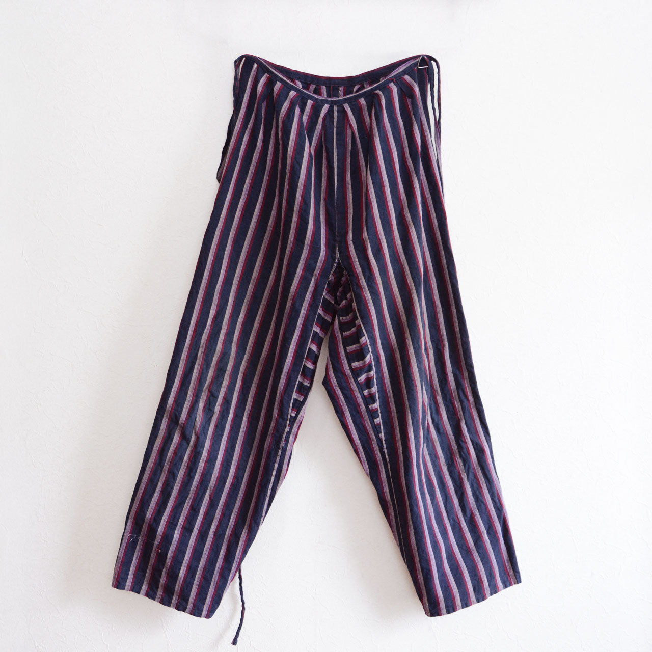 Vintage Japanese cotton workwear pants made from traditional handcrafted fabric.