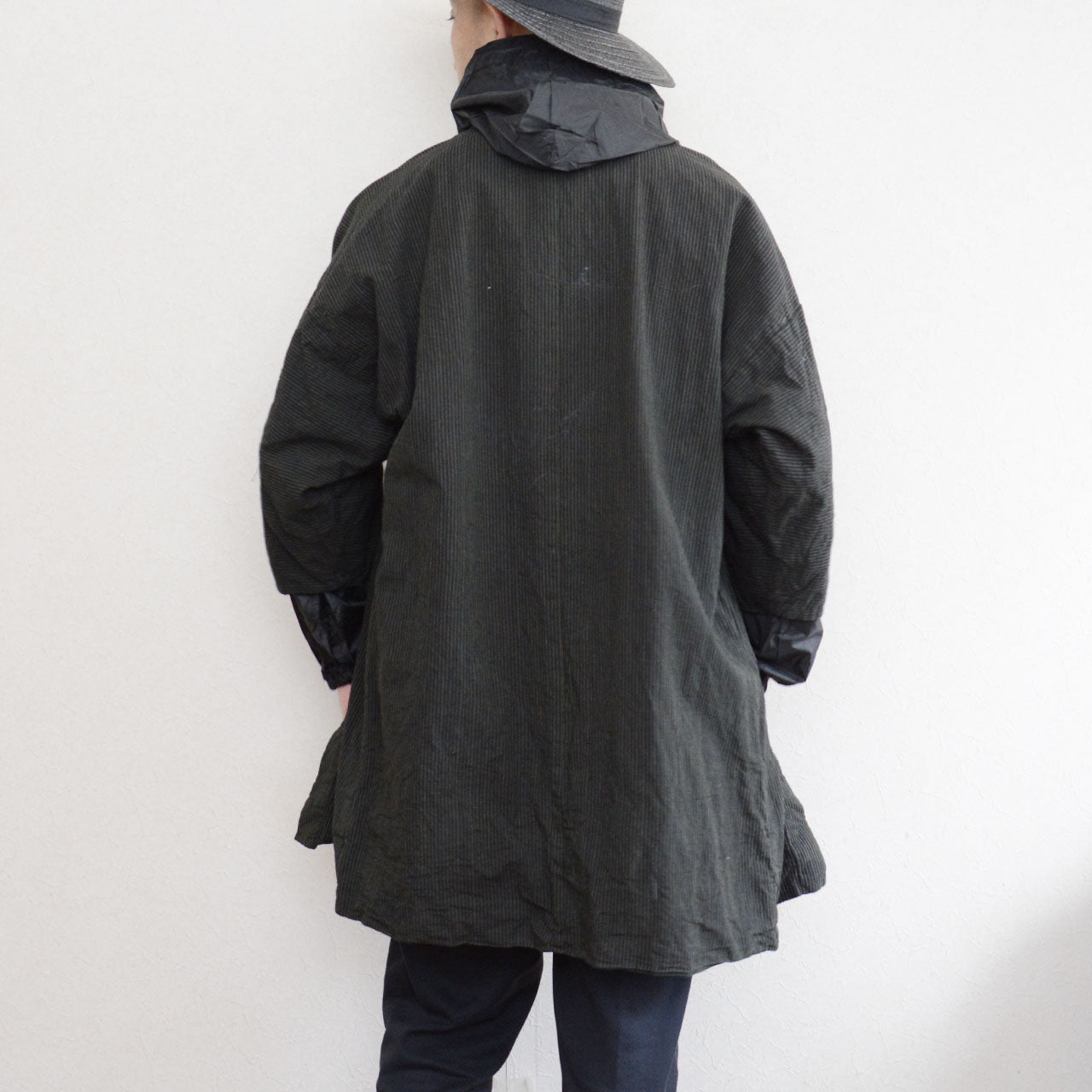 Striped cotton Noragi jacket from mid-Showa Japan presented as wearable fashion